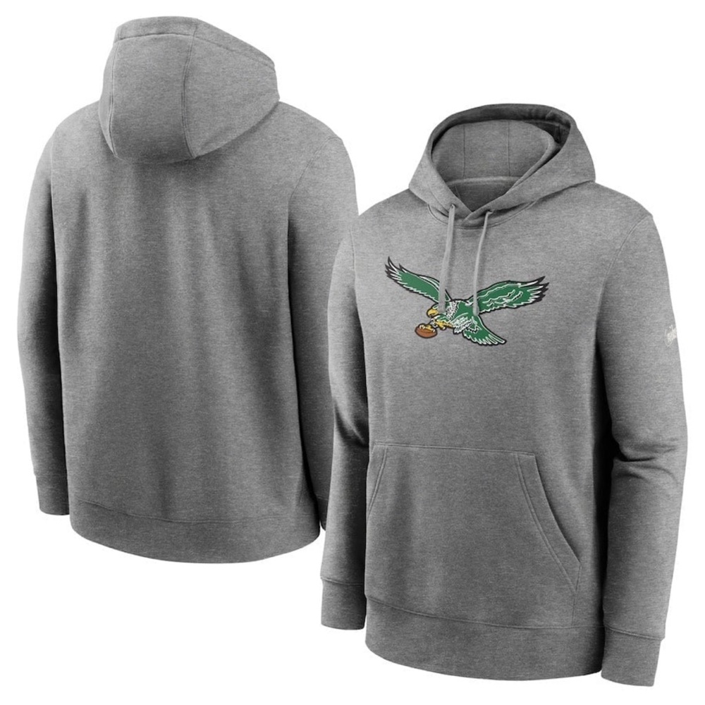Men's Nike Heathered Gray Philadelphia Eagles Rewind Club Fleece Pullover Hoodie